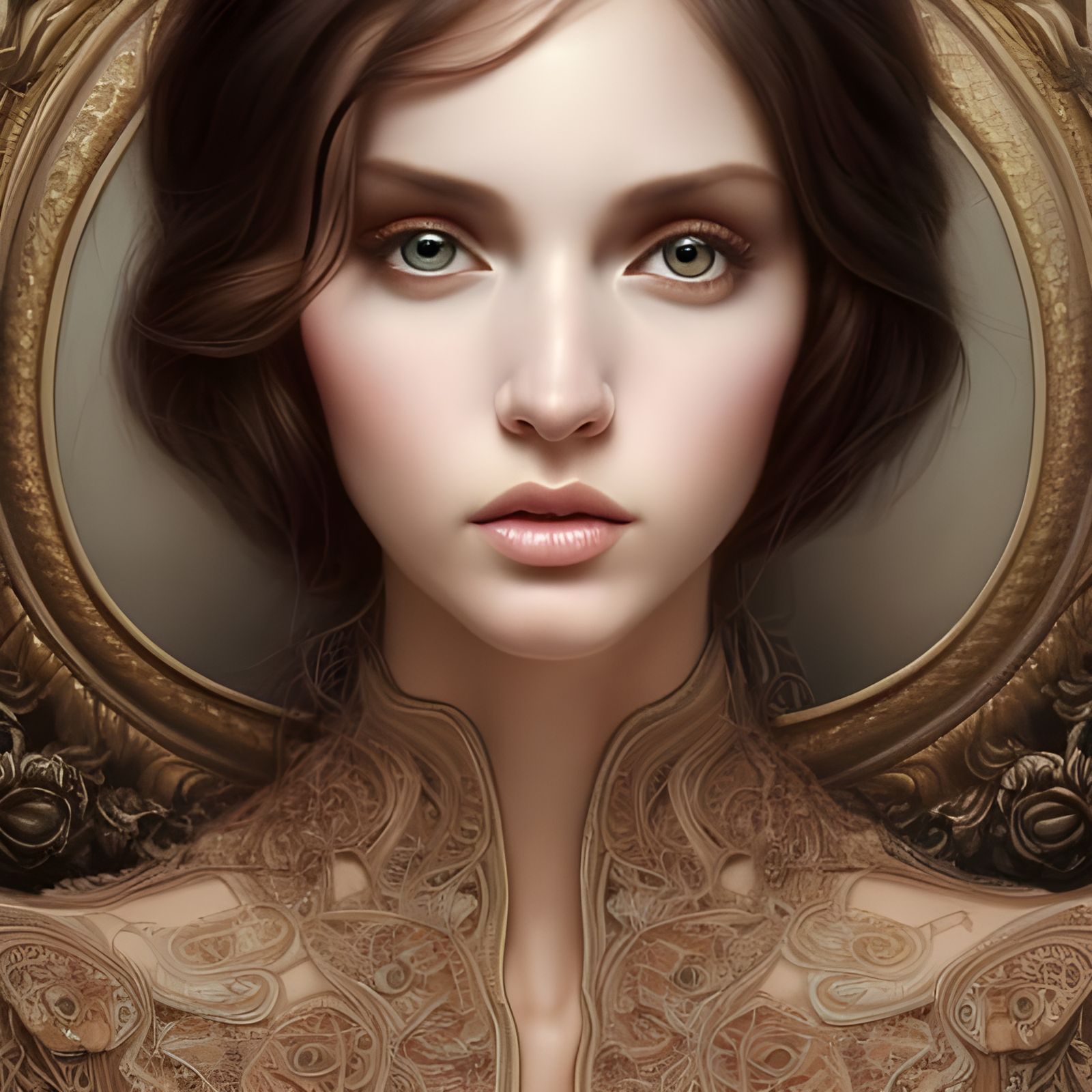 Gorgeous Brunette Portrait in Hyperrealistic Style