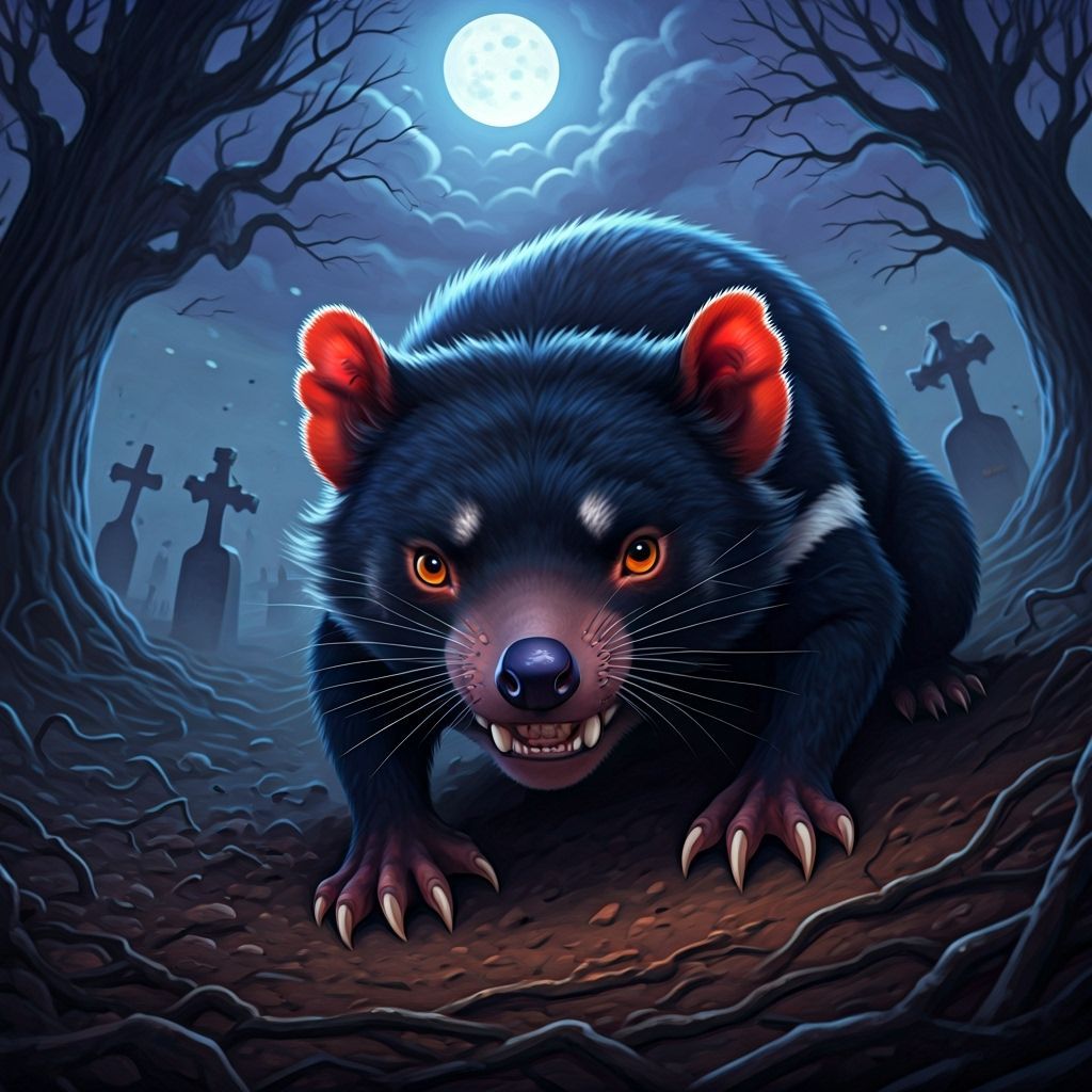 Bones the Tasmanian Devil in Spooky Graveyard