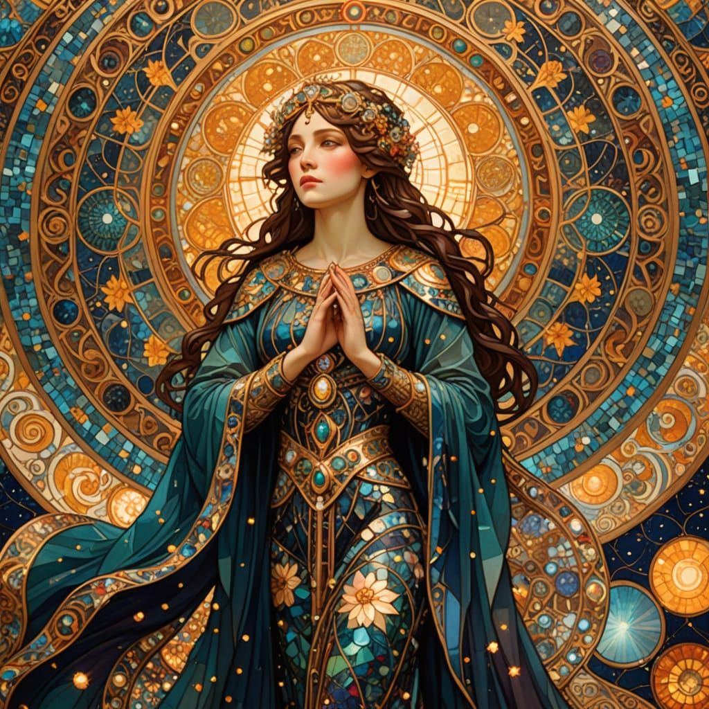 Opulent Gown in Byzantine Mosaic Style