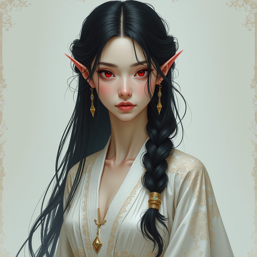 Ethereal Elf Woman in Dreamlike Faerie Art Style