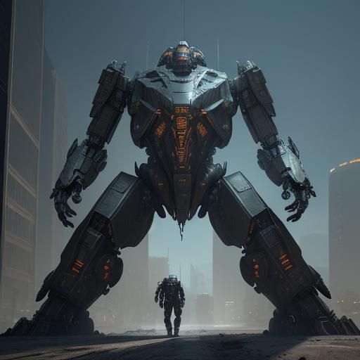 Giant Mech Monster in Futuristic Sci-Fi Style