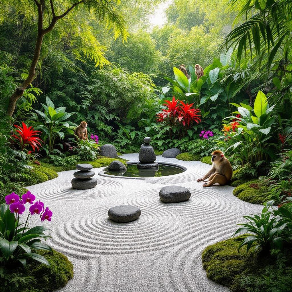 Zen Garden Meets Jungle: A Study in Contrast