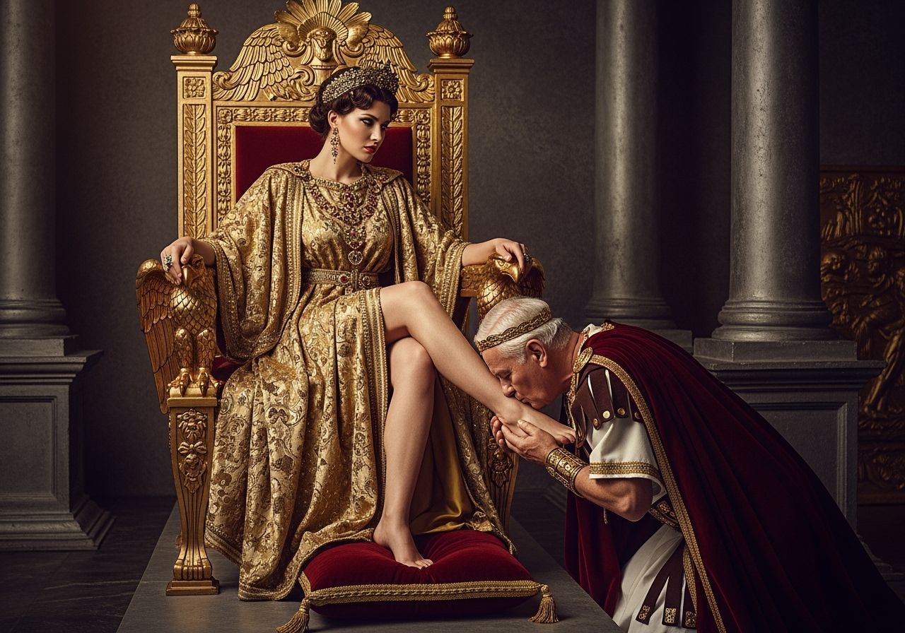 Roman Empress on Gold Throne, Detailed Photography