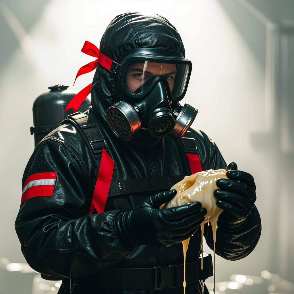 Reactor Fallout Worker with Organic Object as Digital Art