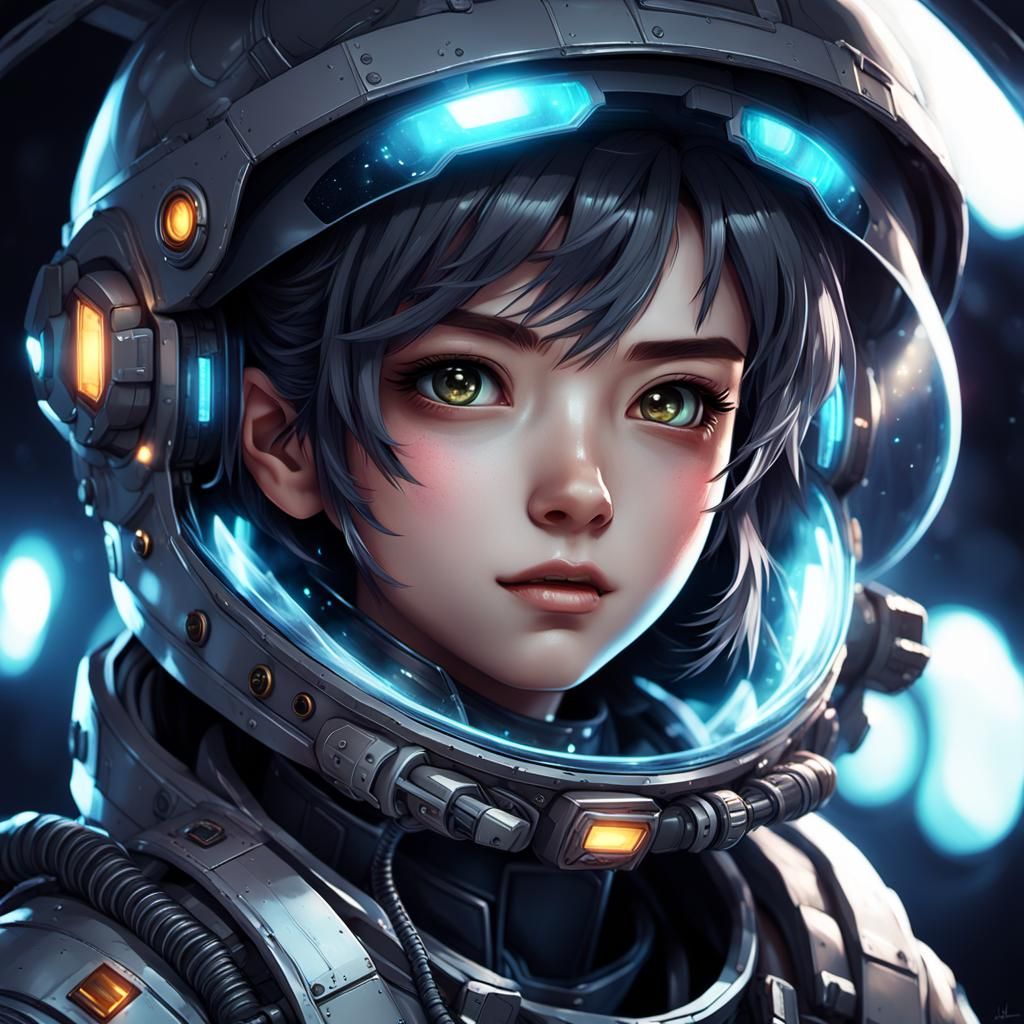 Anime Space Engineer Portrait in Gritty Sci-Fi Style