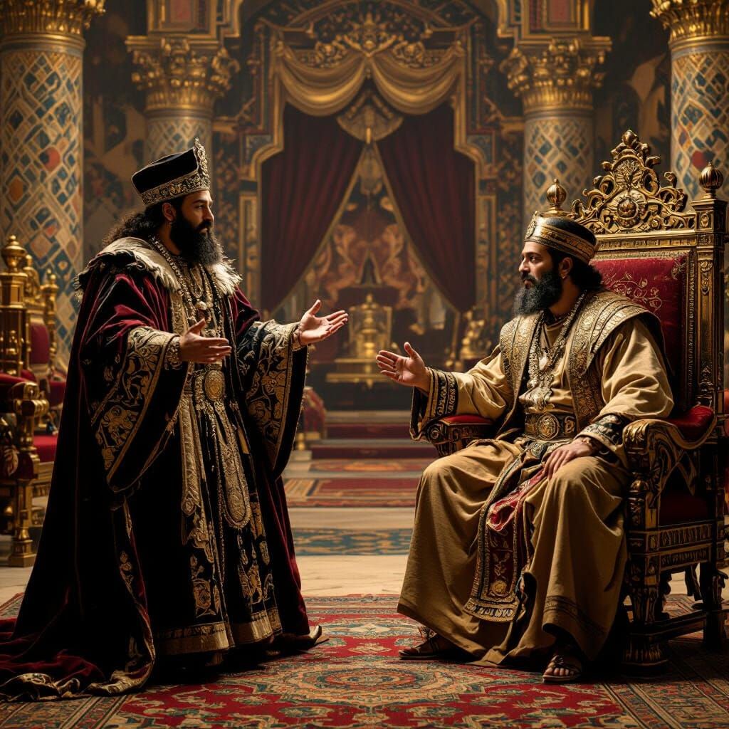 Haman and Mordecai: Grand Persian Throne Room Scene