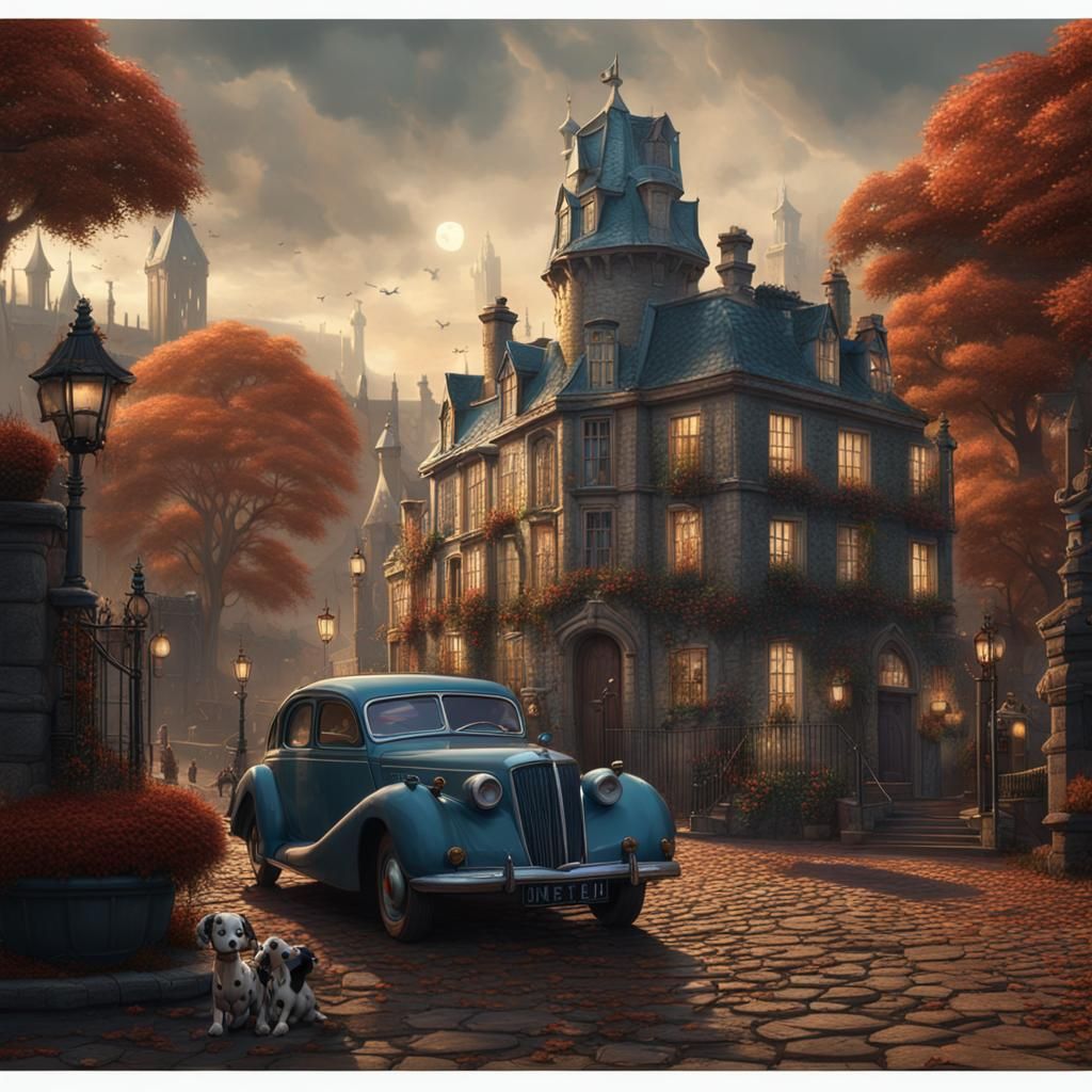 Detailed Matte Painting of 101 Dalmatians