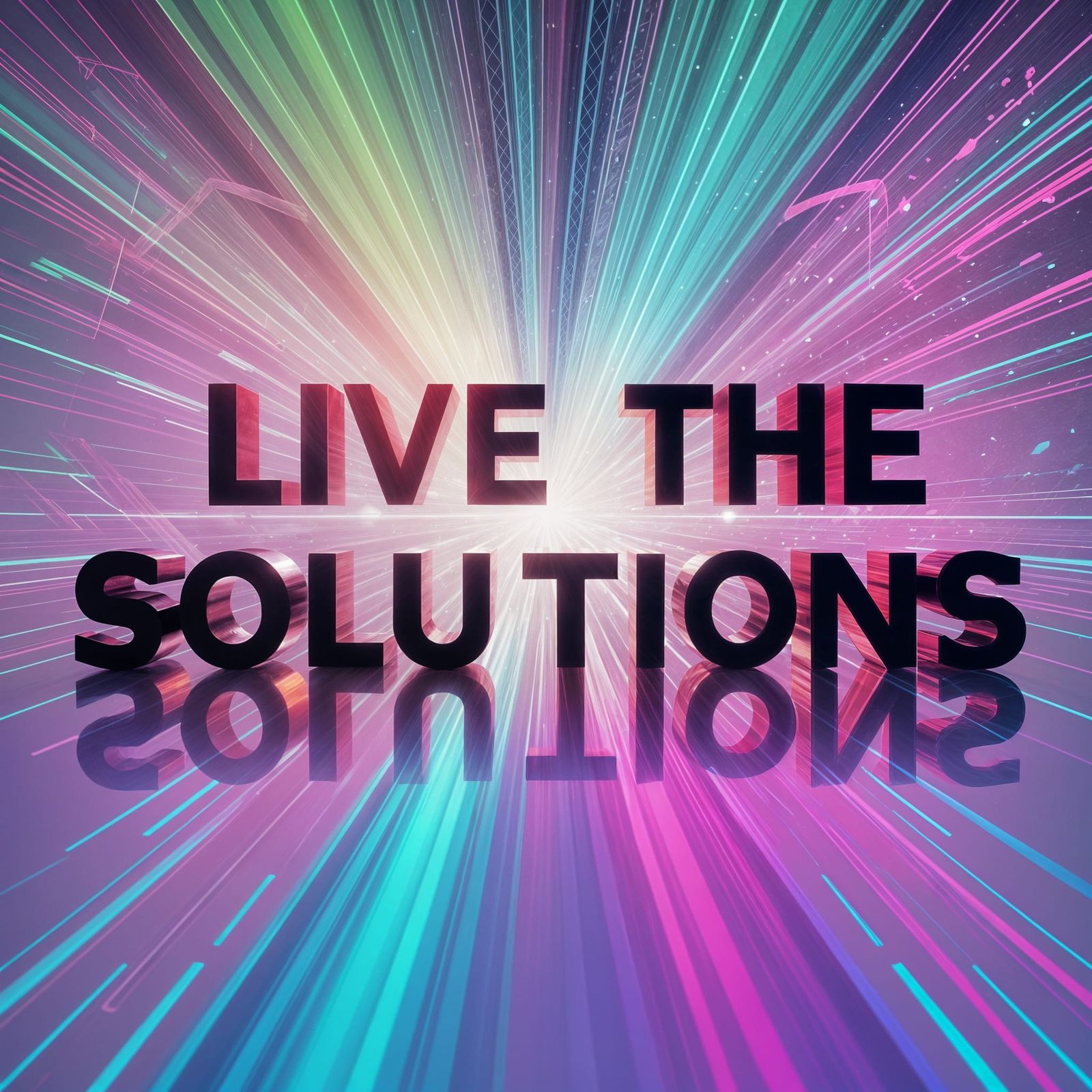 Elegant "LIVE THE SOLUTIONS" Phrase in Psychedelic Style