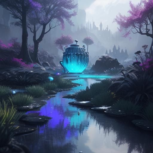 Overflowing Cauldron of Glittering Potion, Fantasy Art