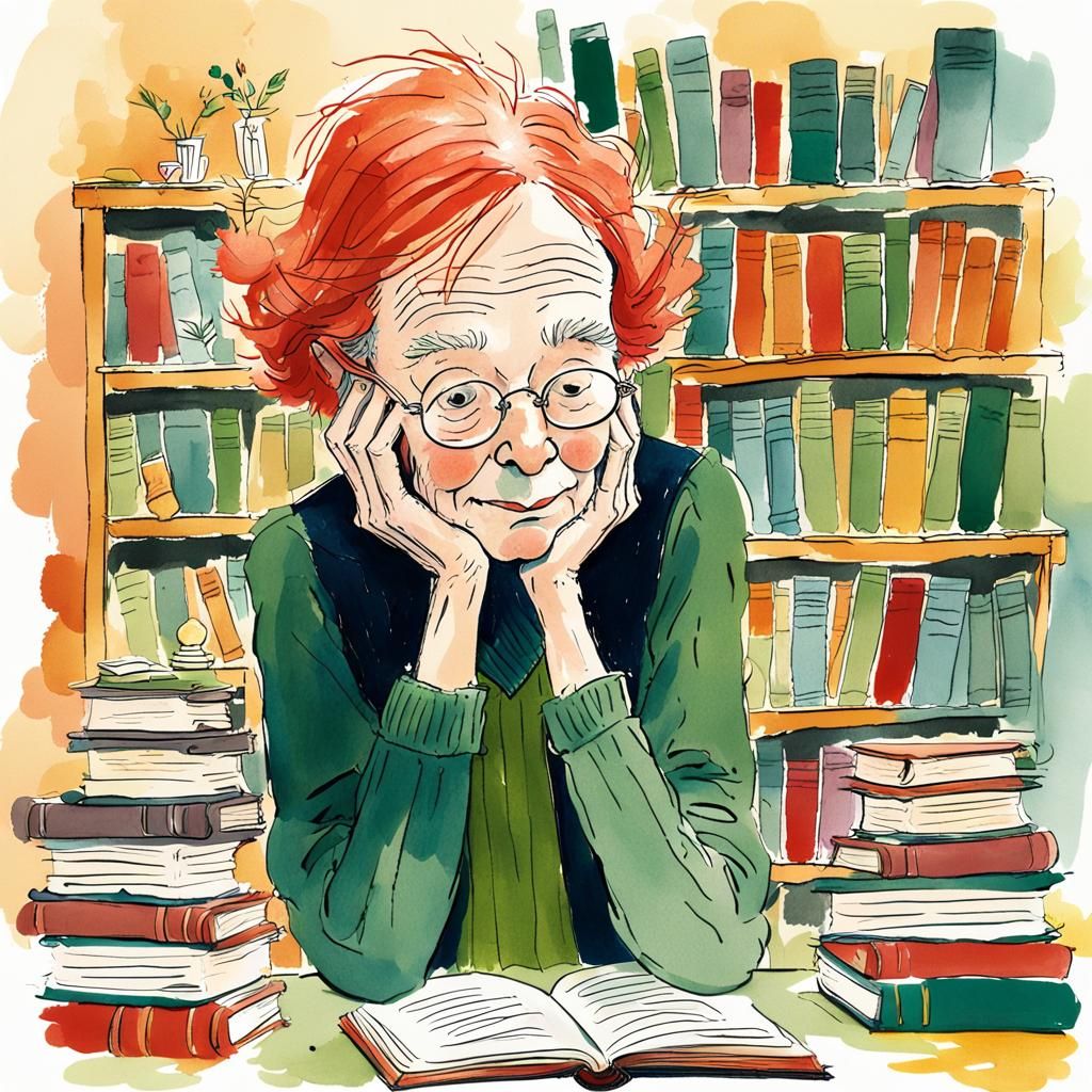Red-Haired Teacher in Quentin Blake Style
