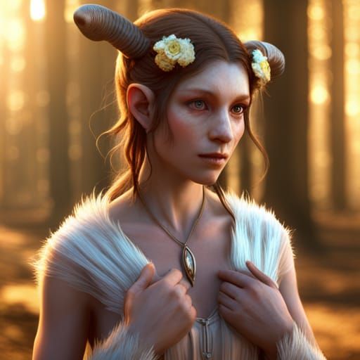 Cinematic Female Faun Digital Painting