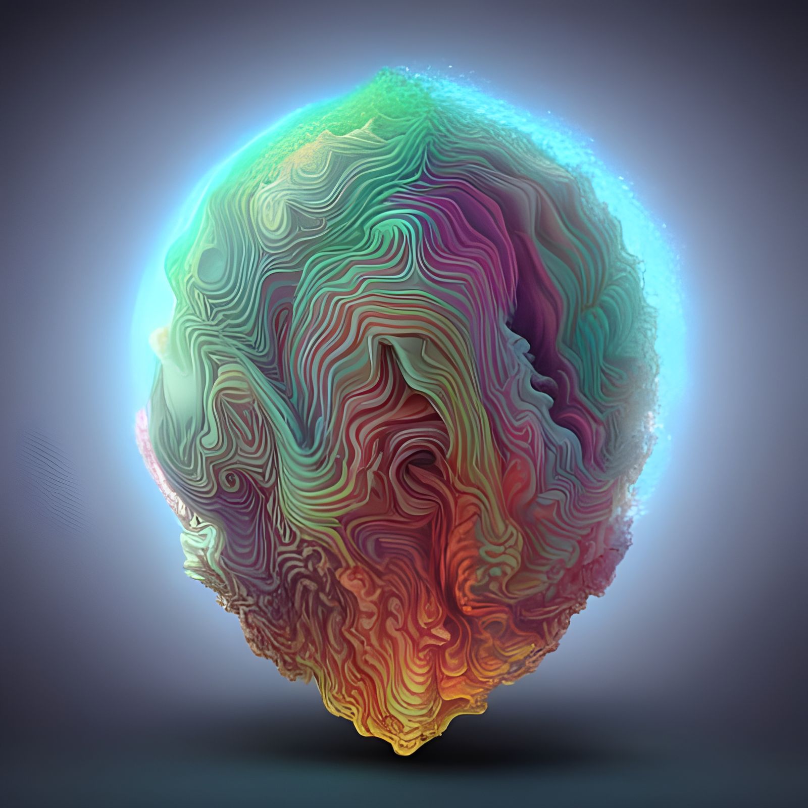 Ethereal Crystalline Liquid Metal Fractal Art