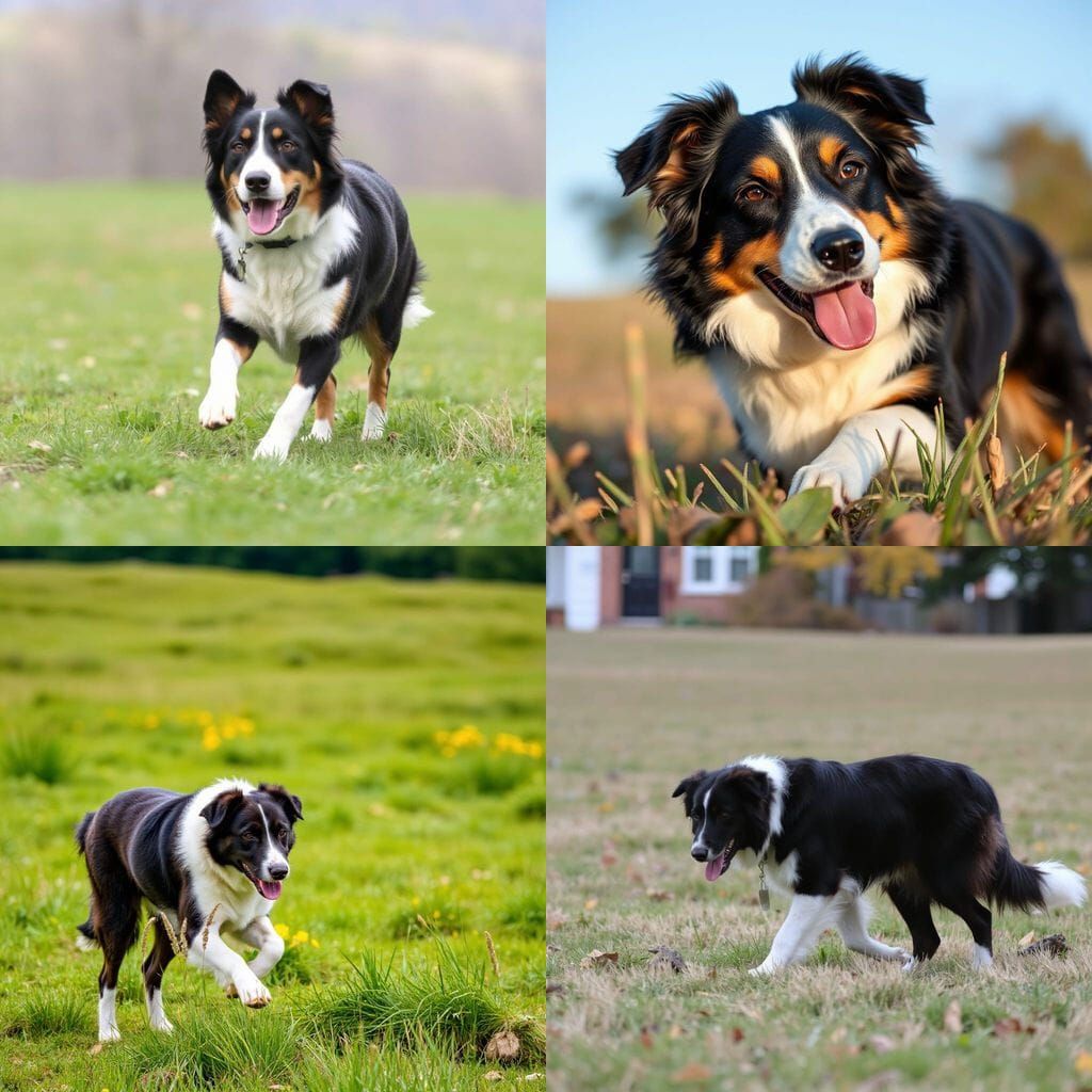 Intelligent Border Collie Works in a Lush Green Field