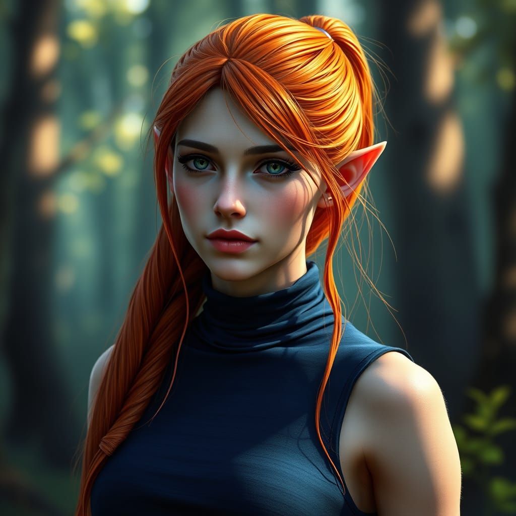 Ethereal Elf Druid in Mystic Forest