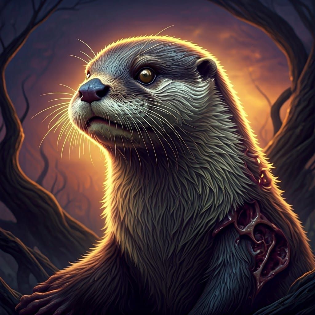 Otter-Zombie in Dark Fantasy Style, 8k Resolution
