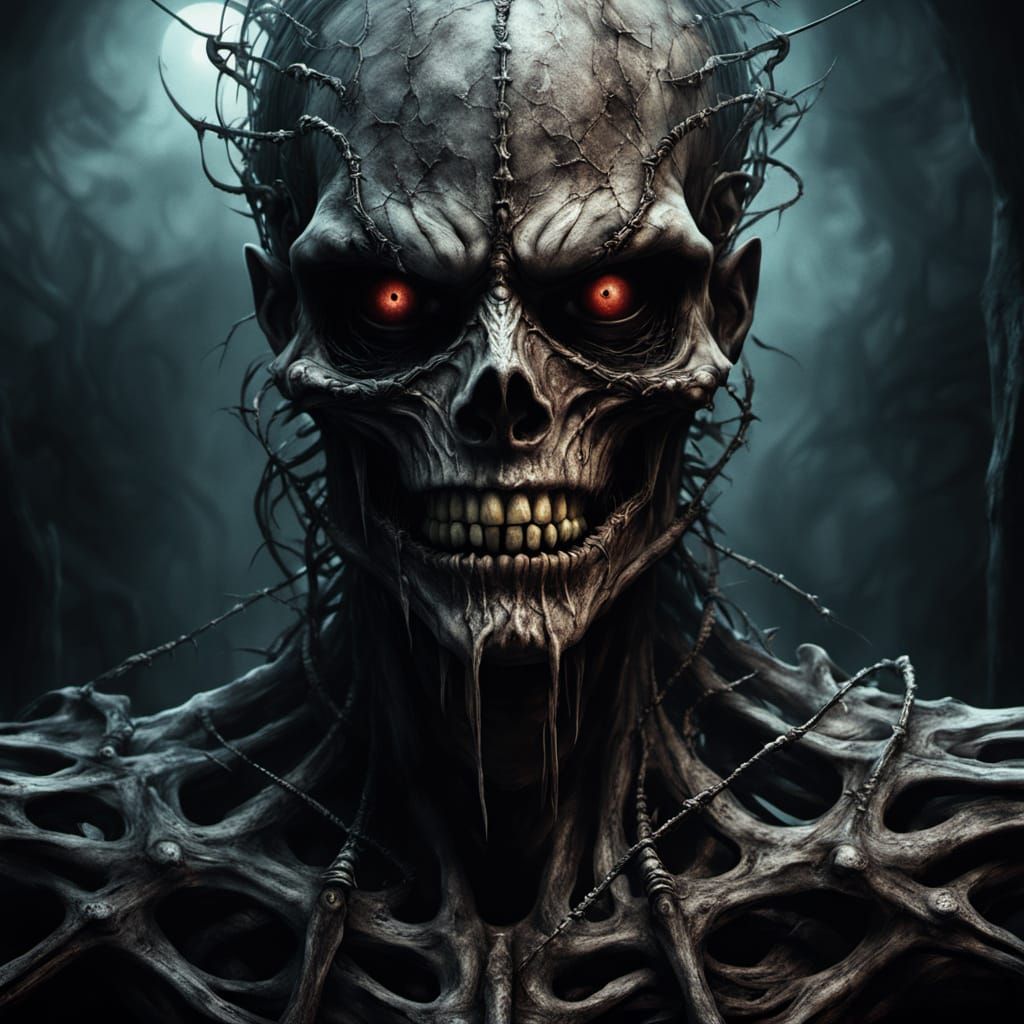 Dark Fantasy Horror Portrait in Cyberpunk Style