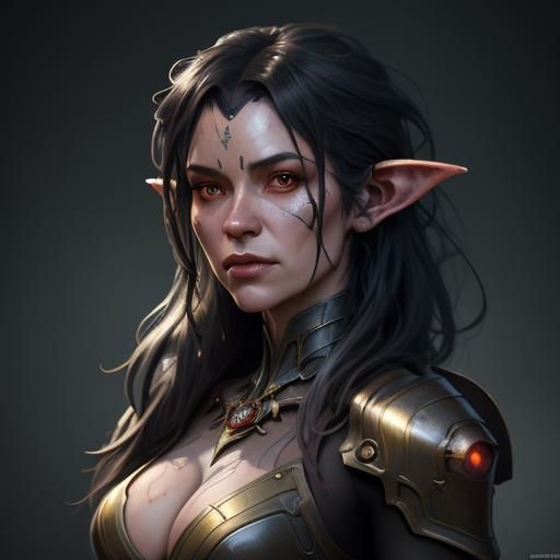 Detailed Goblin Girl Portrait in Art Nouveau Style