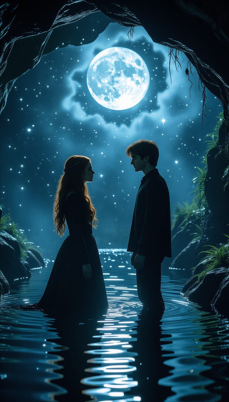 Ginny Weasley and Harry Potter in Mystical Grotto