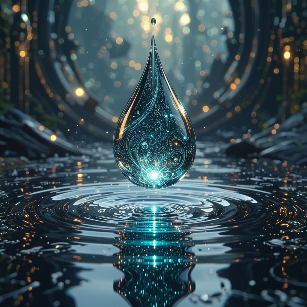 Pulsating Mercury Drop Symbolizing Philosopher's Stone