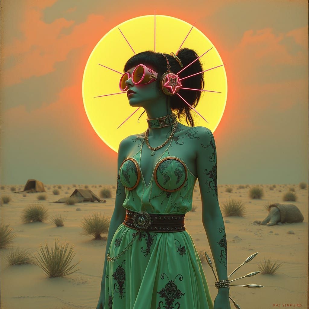 Cyberpunk Goddess of Radiant Light