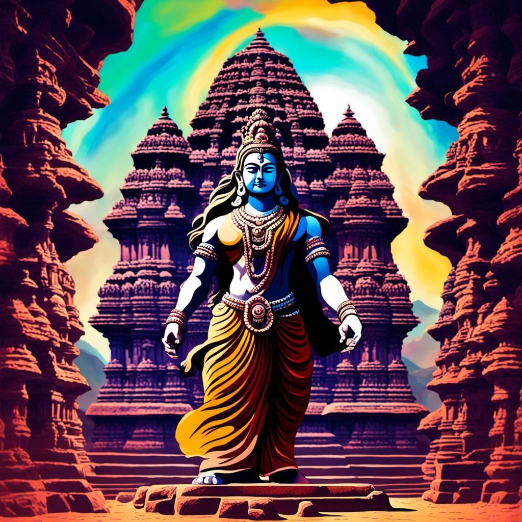 Psychedelic Fantasy: Shiva and Parvati at Kailash Temple