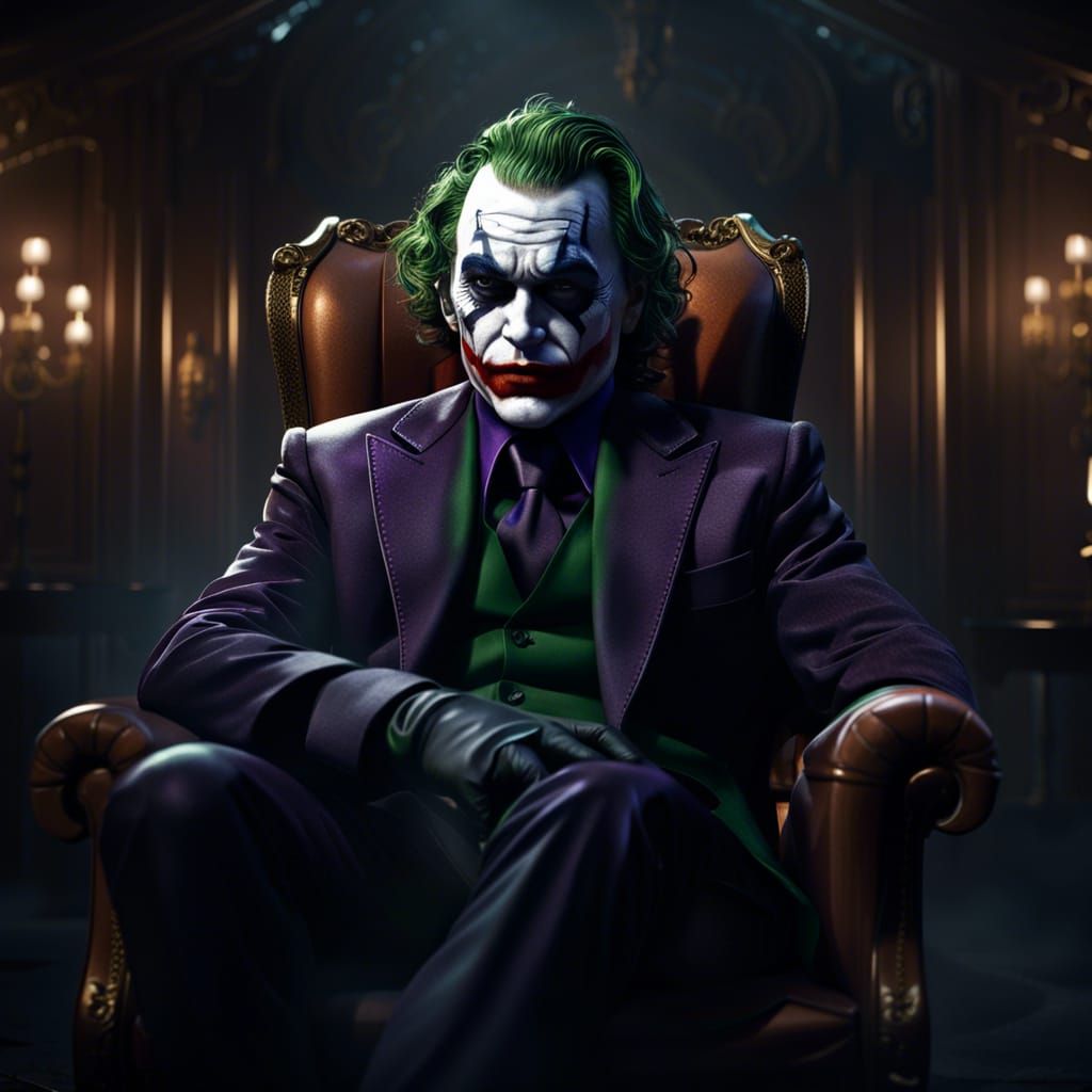 Noir Joker in Luxurious Chair: Matte Painting