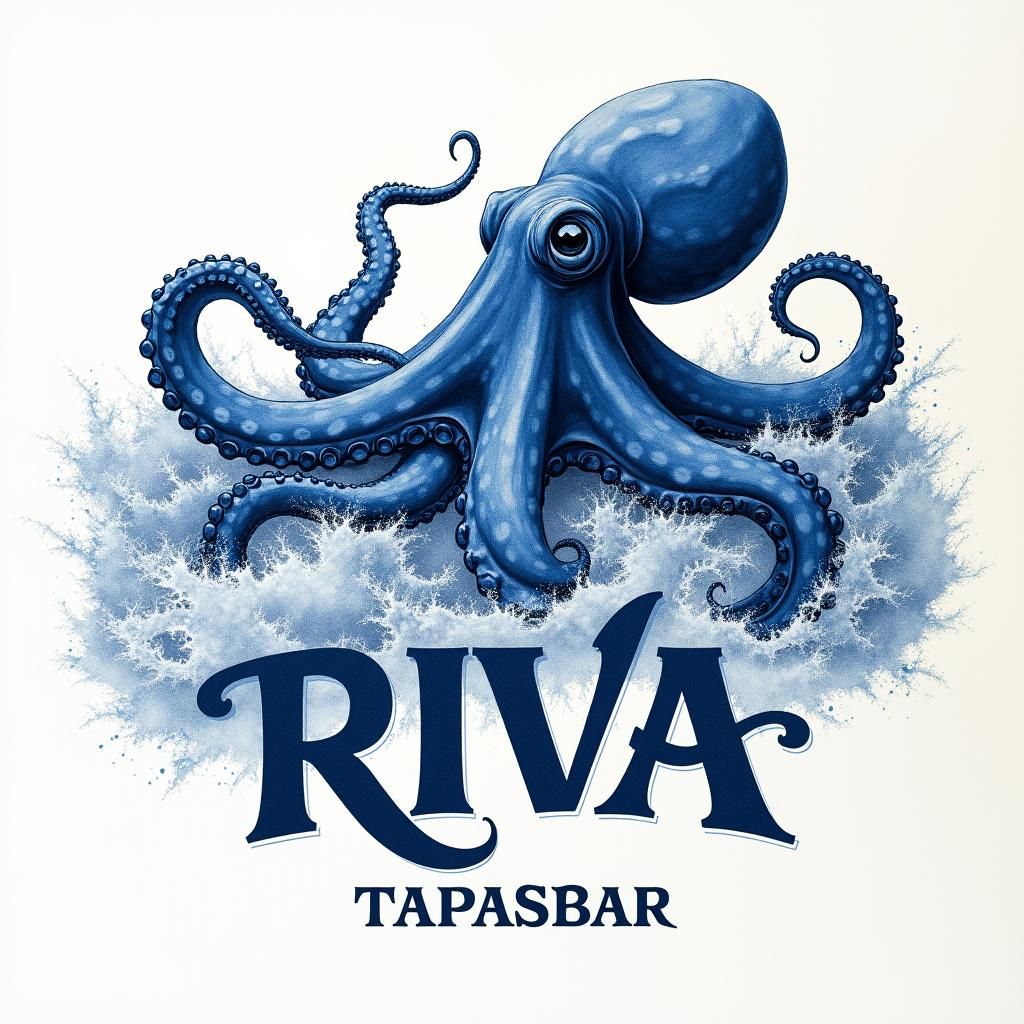 Octopus Illustration for RIVA Tapasbar in Charcoal Style