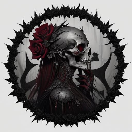 Macabre Gothic Skulls and Roses Art