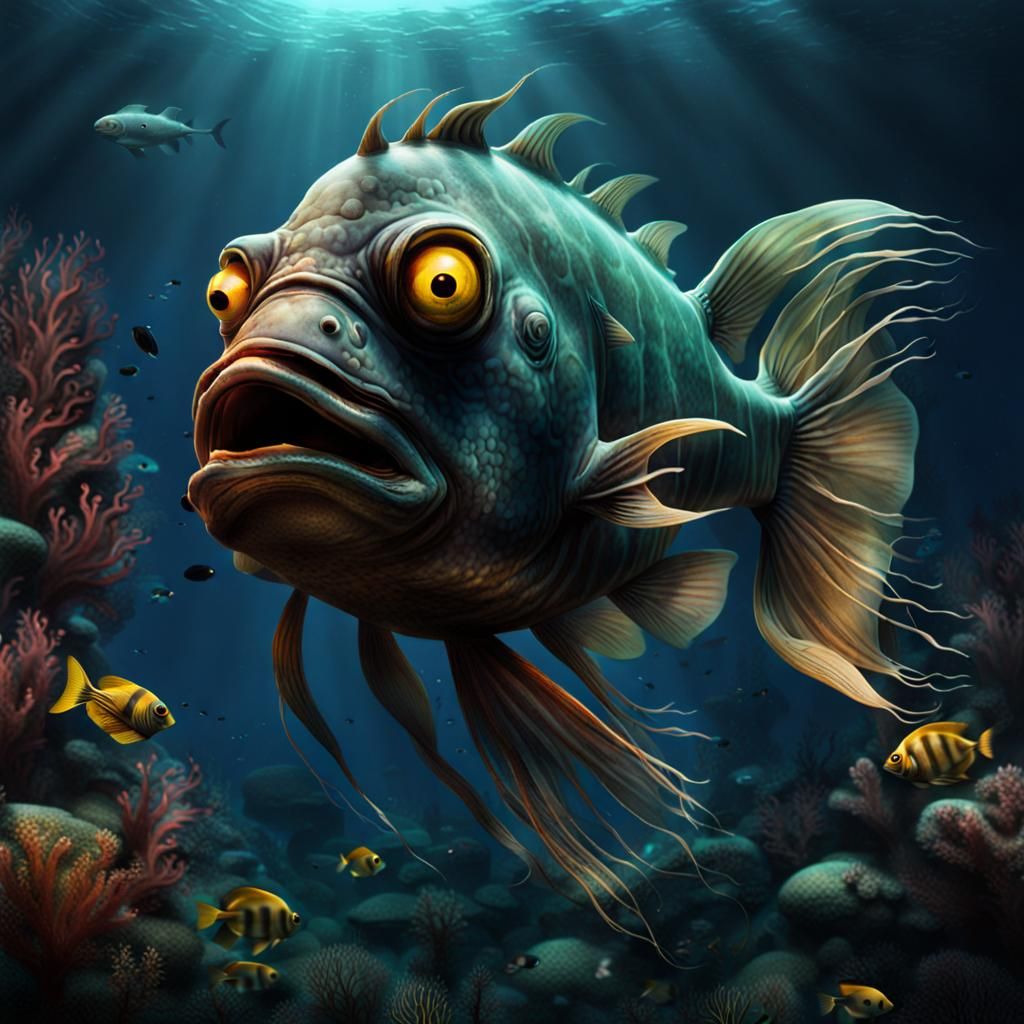Creepy Deep Sea Fish Illustration