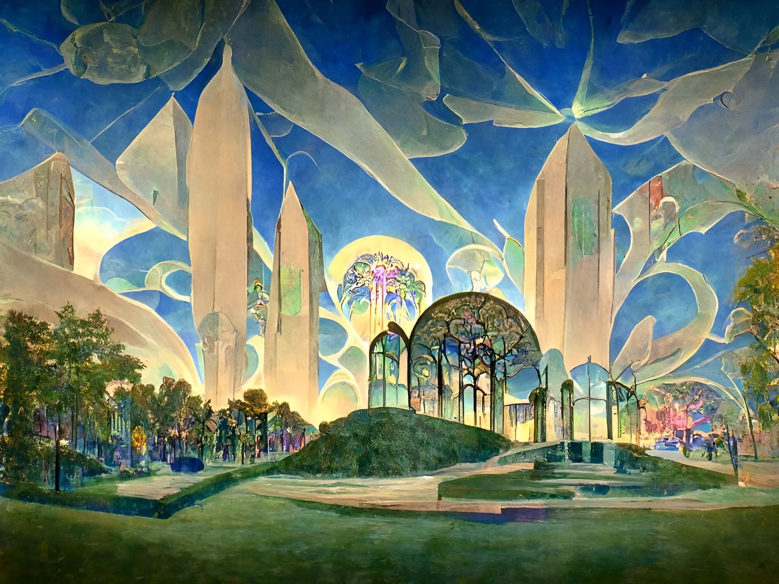 Utopian Dreamscape in Art Deco Style