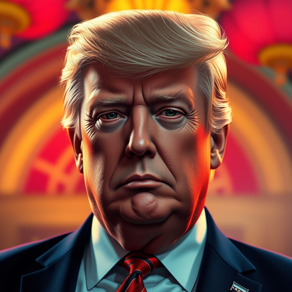 Anime-Style President Trump in Opulent Art Deco Setting