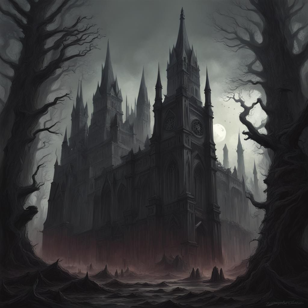 Ancient Gothic City in Dark Fantasy Style