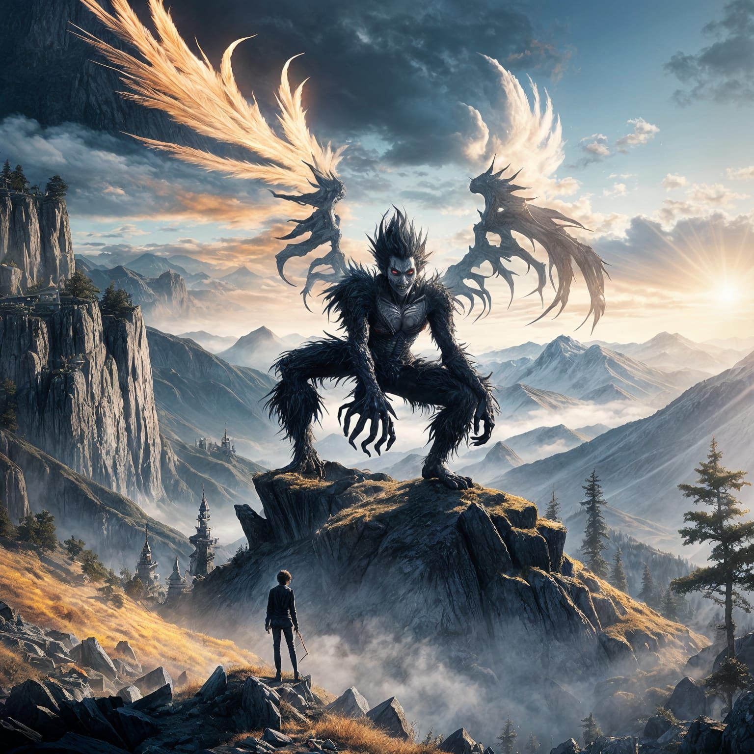 Ryuk on a Mountain: Cinematic Digital Matte Painting