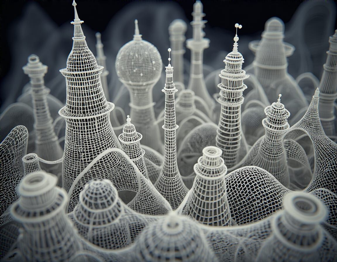 Artitechtural Negativespace Luminodoodleblend Structures wit...