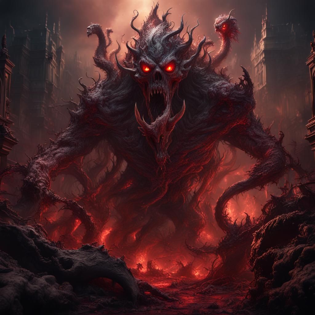 Horrific Abyss Monsters in Matte Painting Style