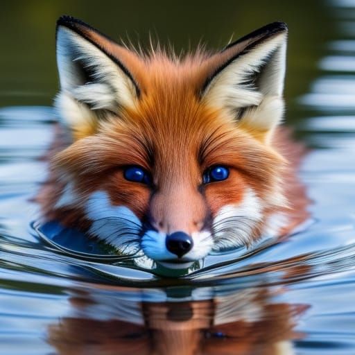 Chibi Fox Mirrored Reflection in Glassy Water