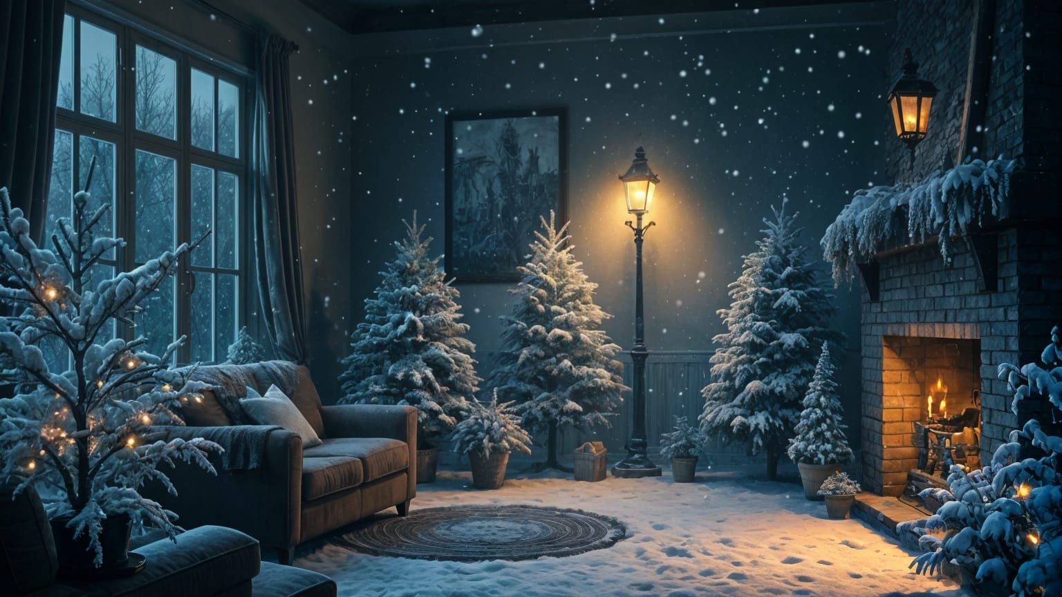 Tranquil Christmas Night: An Indoor Winter Garden