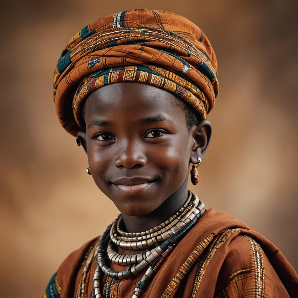 Young Boy Portrait in Traditional African Dress