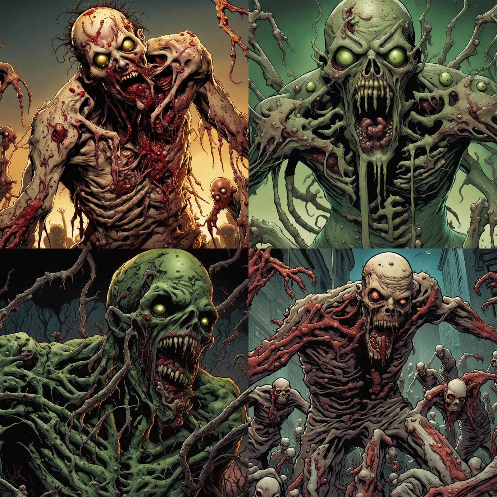 Gruesome Undead Abomination with Fused Limbs and Rotting Fle...