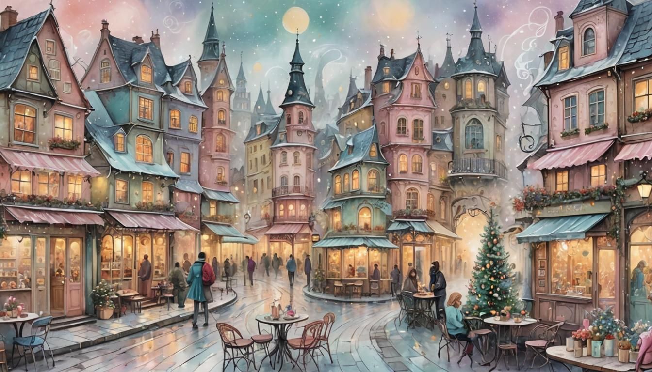 Dreamy Christmas Street in Shabby Chic Style