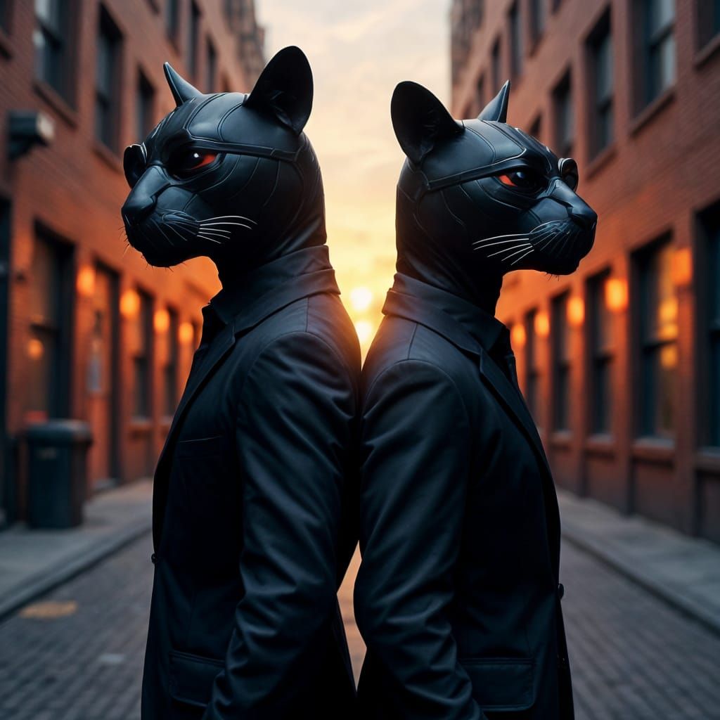 Black Panther Mascots in Men in Black Style Poster