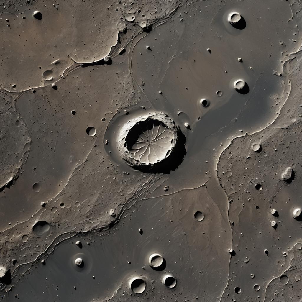 Lunar Landscape with River of Mercury in Sci-Fi Style