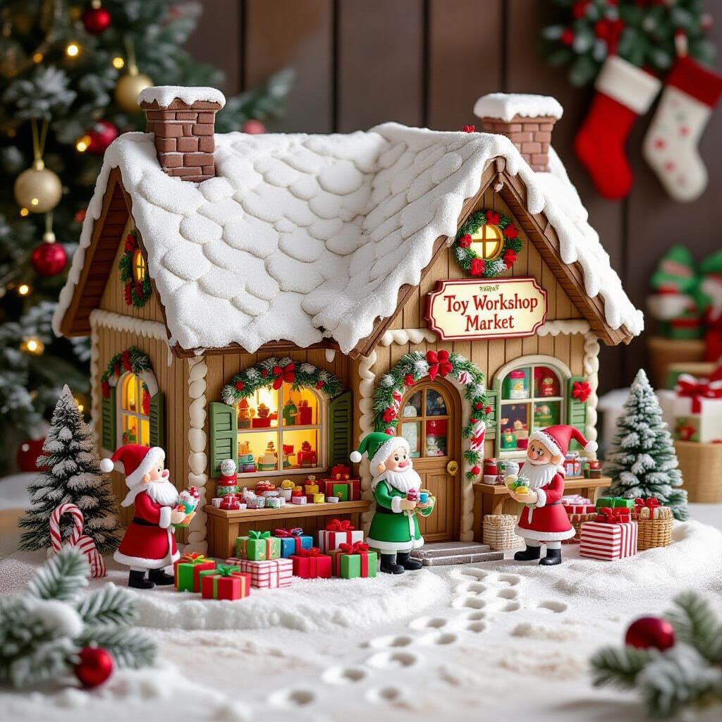 Whimsical Christmas Toy Workshop Cake