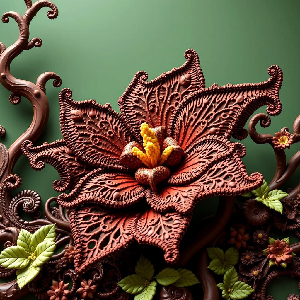 Elaborate Chocolate Ikebana Fractal Flower Arrangement