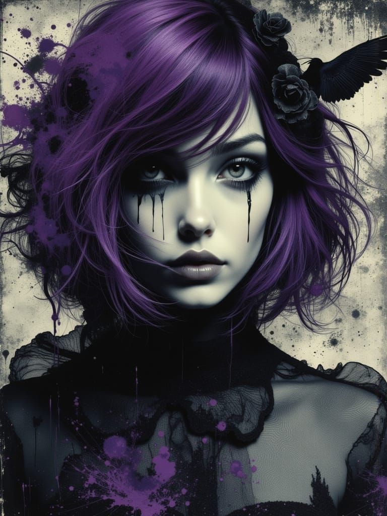 Gothic Despaircore Portrait of a Young Woman