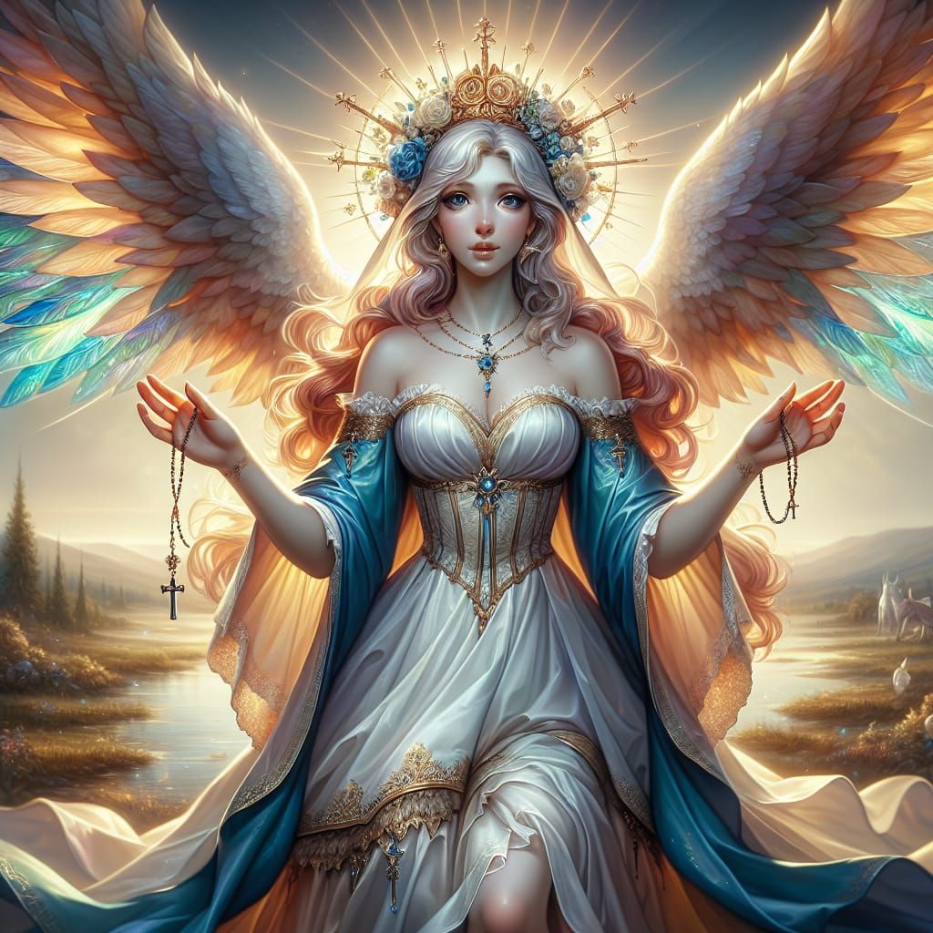 Fantasy Holy Mary with Angelic Wings