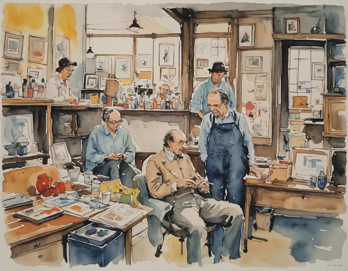 Elegant Watercolor and Ink Drawing