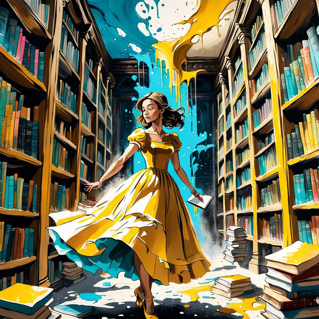 Belle in Library: Vibrant Graffiti Street Art