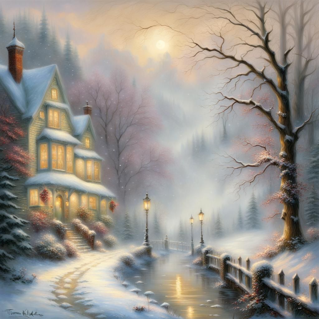 Romantic Winter Kiss in Ethereal Fantasy Style