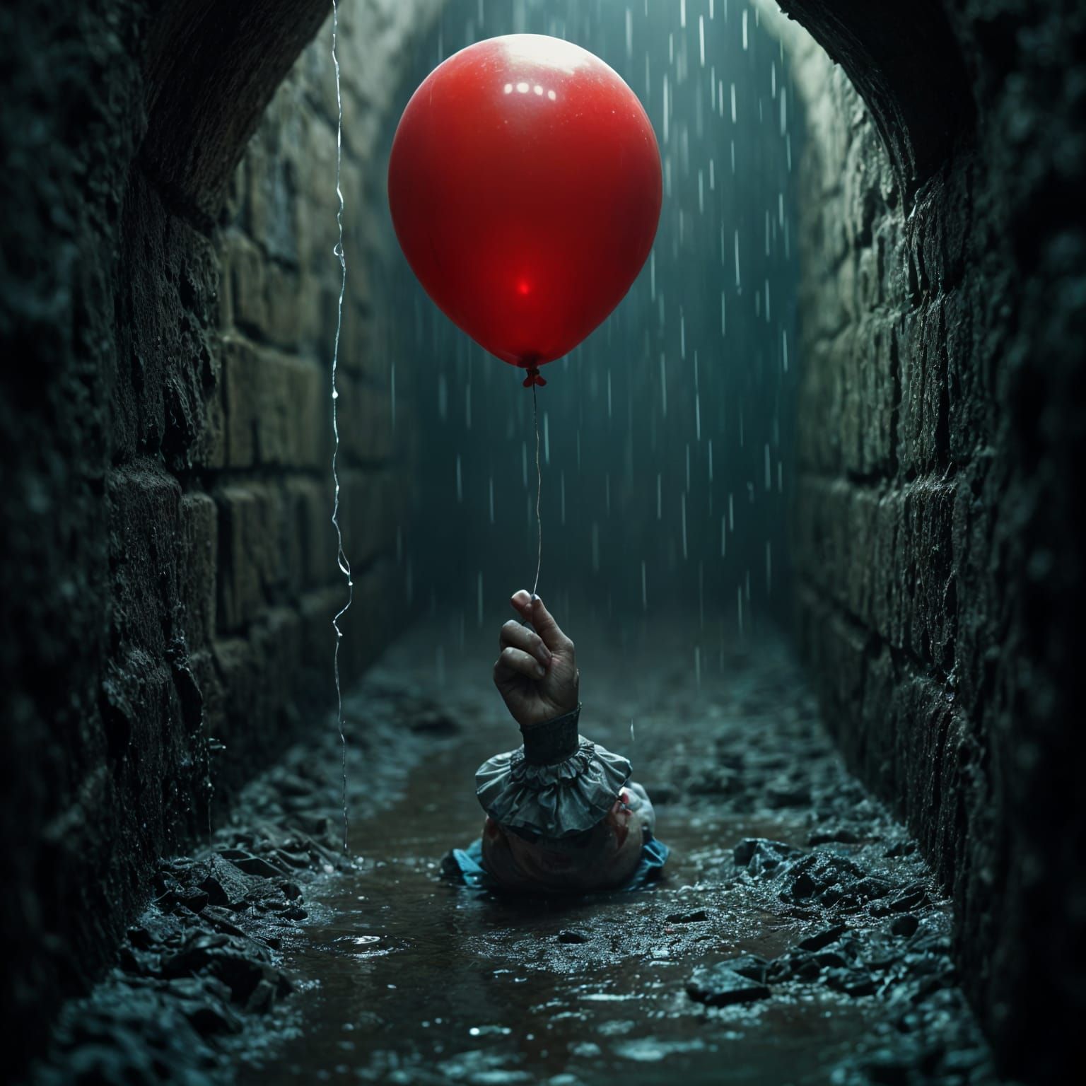 Creepy Clown Hand Emerges From Sewer Drain With Red Balloon